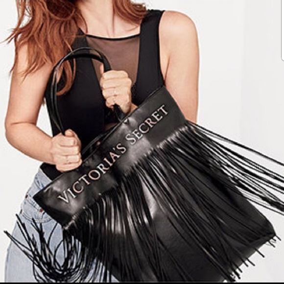 Victoria's Secret Handbags - NWT Victoria's Secret Black Fringe Tote